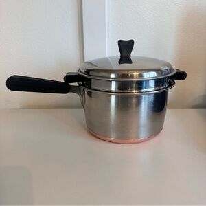 VTG ‘40s Thermic Ray 3qt Double Boiler Norris LA Copper Bottom Sauce Pot Lid